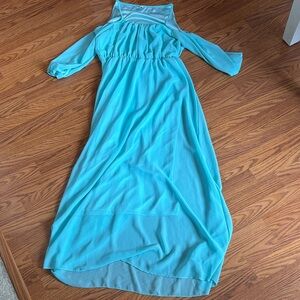 Seafoam green lined cold-shoulder dress